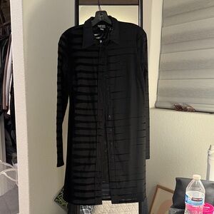 Diesel Black Button-Down Sheer Dress